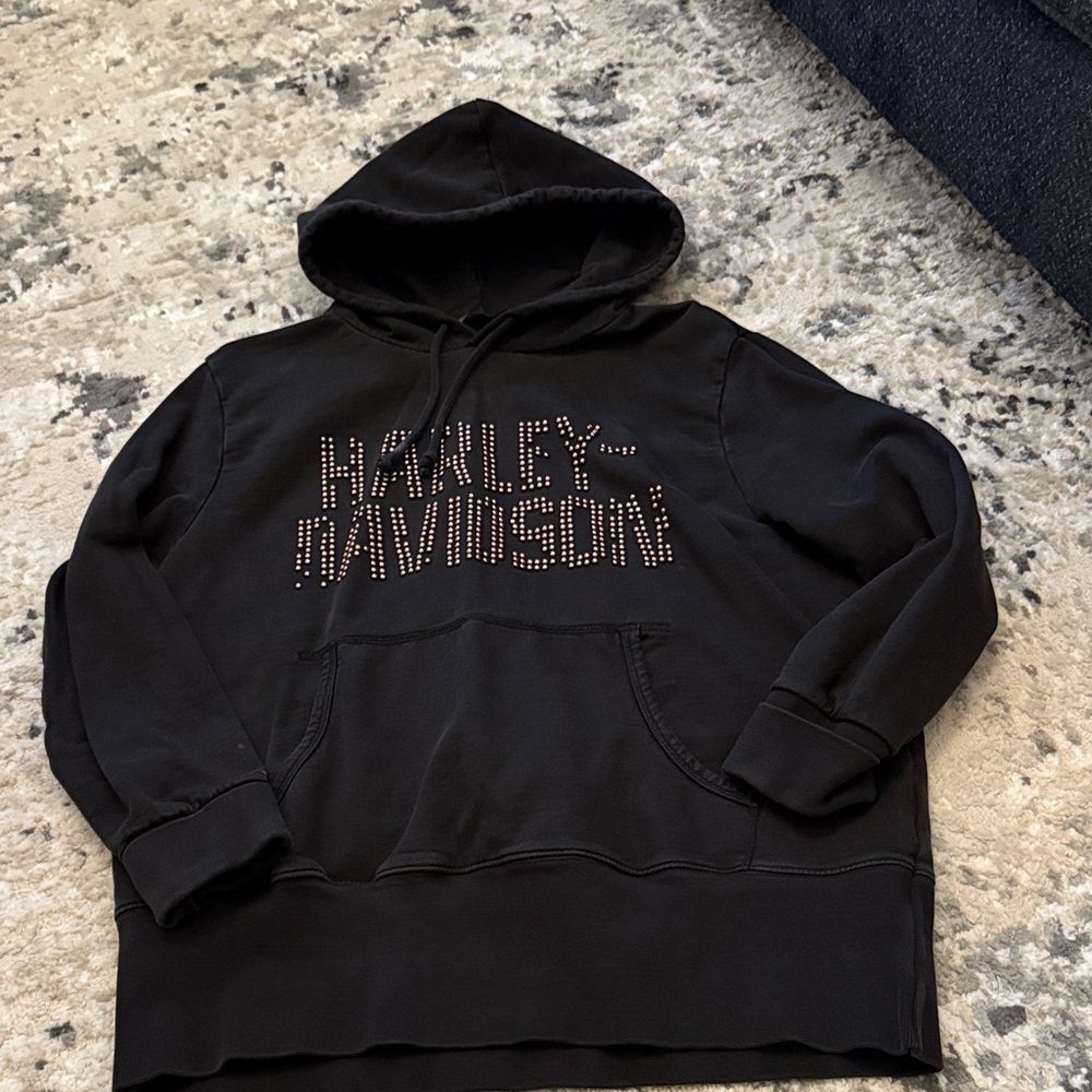 Harley-Davidson Black Studded Hooded Sweatshirt size Large
